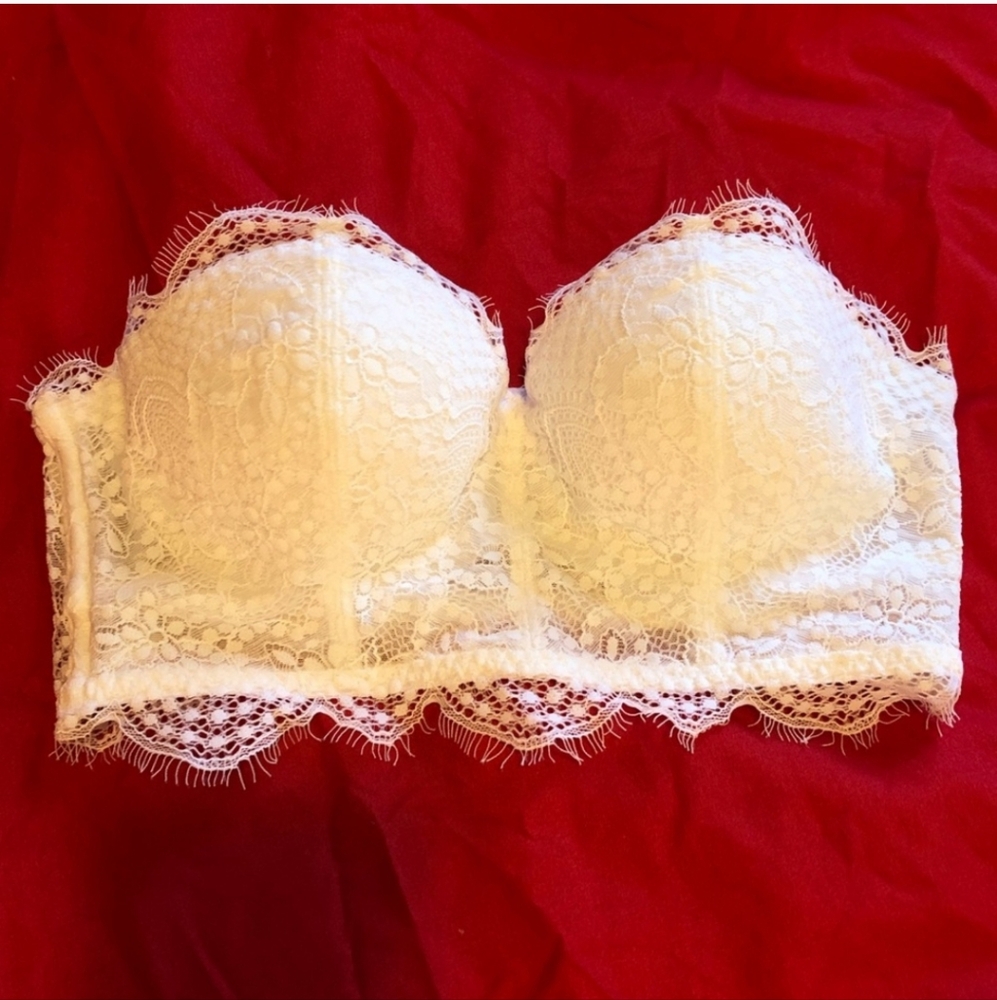 PINK White Lace Bralette